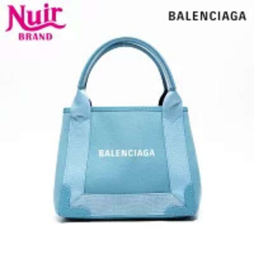 Balenciaga Cabas Canvas Logo Handbag Clutch Blue